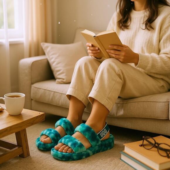 UGG Australia Oh Yeah Marble Sldie Sandals Turquoise Size 10 - Picture 14 of 14